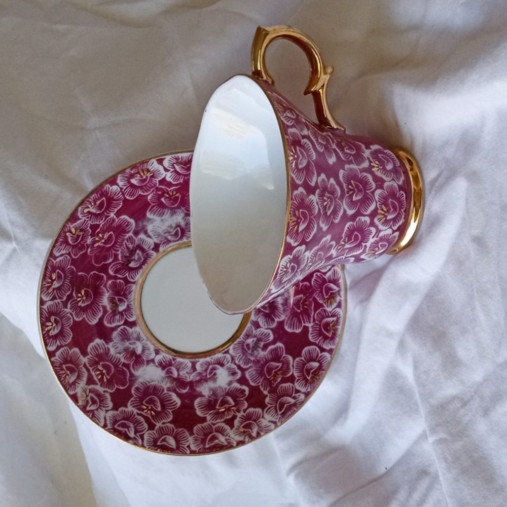 Vintage Japan Rose Porcelain Floral Tea Cup & Saucer Set